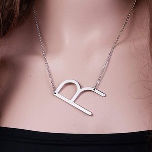 Silver Initial Stainless Steel Pendant Necklace